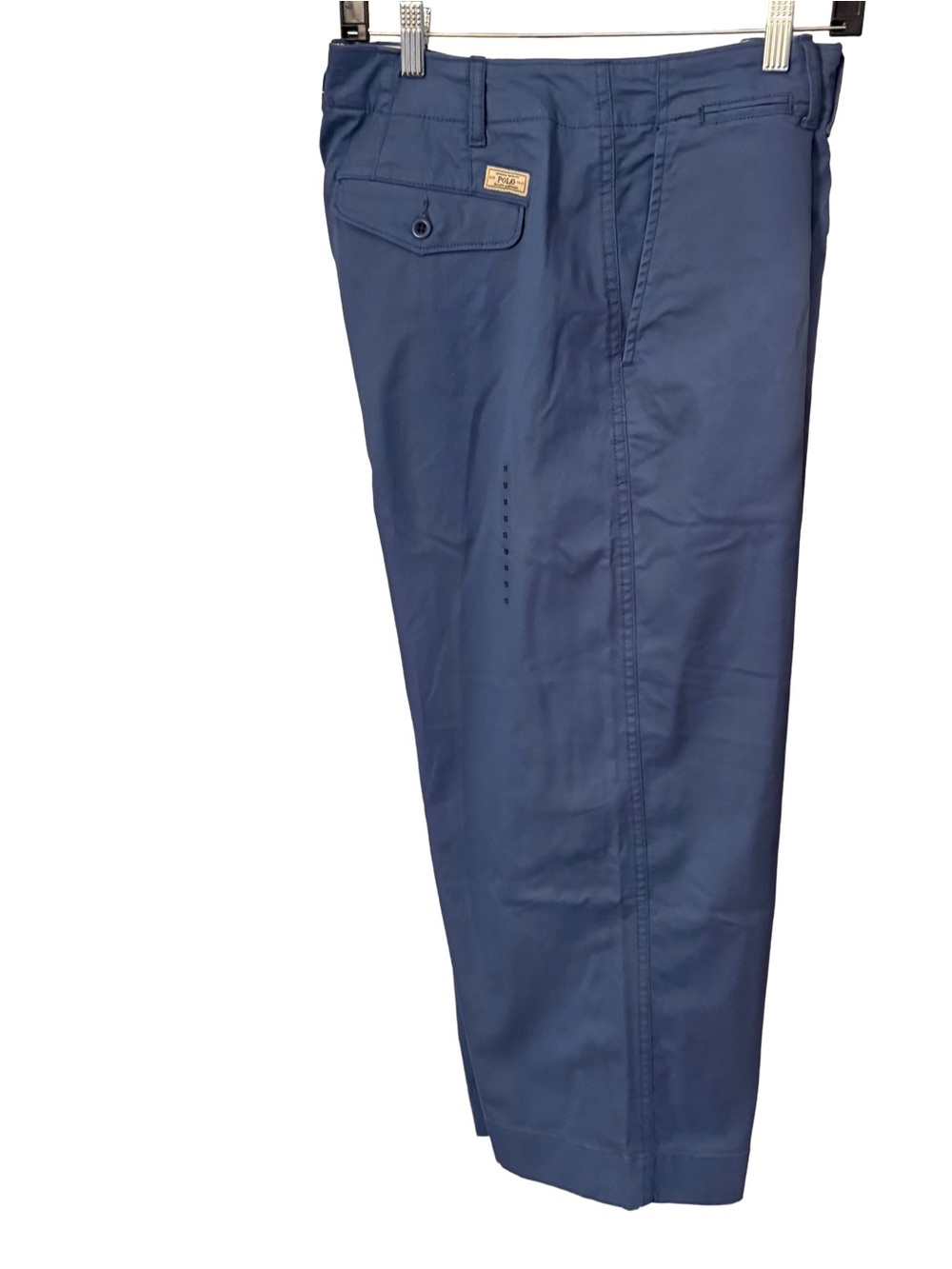 Polo RALPH LAUREN Womens ZIPFLY BLUE CROP Chino Pant Twill Wide Leg Sz 10 NWT